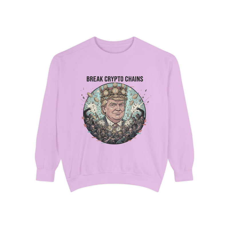 Crypto Chains Sweatshirt, Unisex Garment-Dyed Sweatshirt, Meme Apparel, Funny Gift, Casual Wear, Cryptocurrency Enthusiast