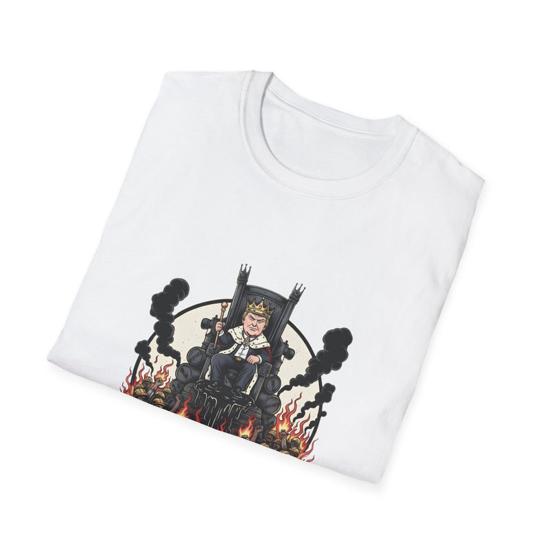 Fiery Unisex Softstyle T-Shirt - Bourbon King Design, Personalized Gift, Casual Wear, Graphic Tee, Party Shirt, Unique Style