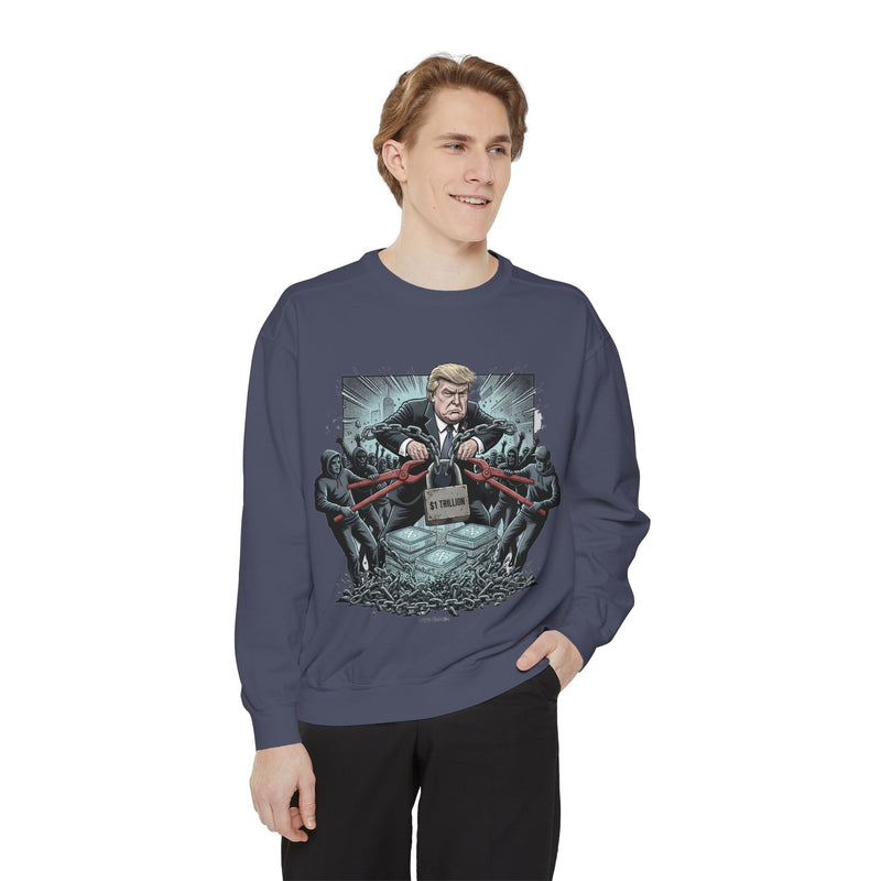 Politically Inspired Unisex Sweatshirt, Cozy Garment-Dyed Crew, Statement Apparel, Gift for Activists and Democrats, Unique Graphic Design