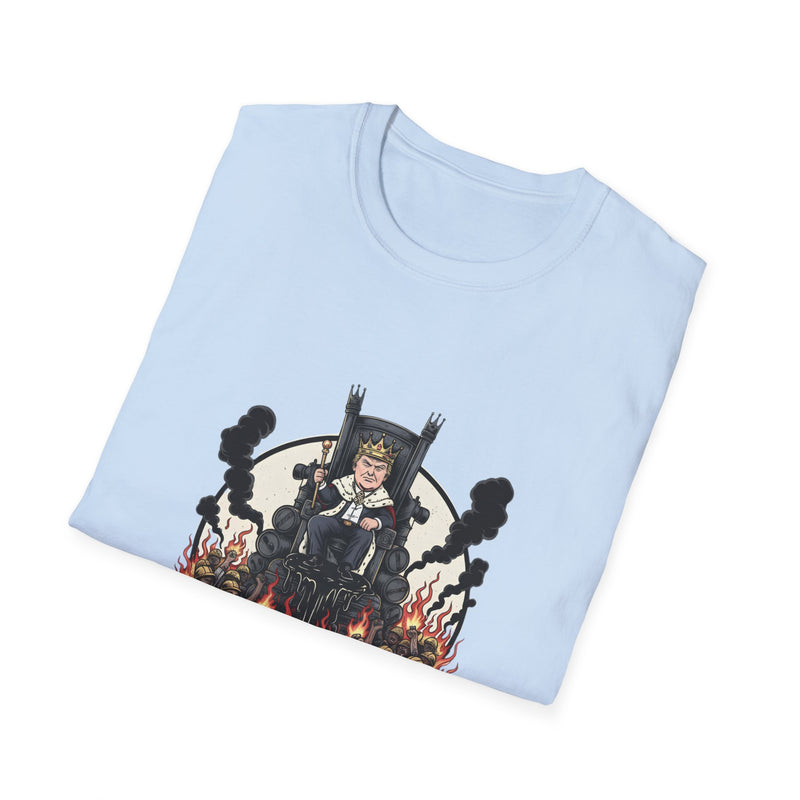 Fiery Unisex Softstyle T-Shirt - Bourbon King Design, Personalized Gift, Casual Wear, Graphic Tee, Party Shirt, Unique Style