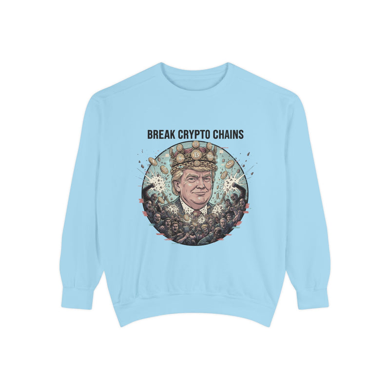Crypto Chains Sweatshirt, Unisex Garment-Dyed Sweatshirt, Meme Apparel, Funny Gift, Casual Wear, Cryptocurrency Enthusiast