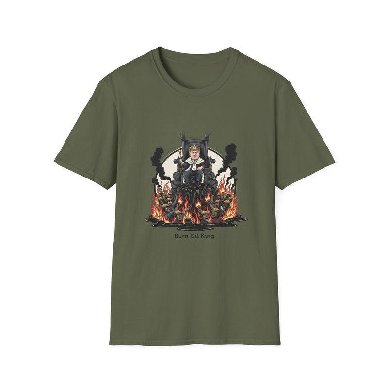Fiery Unisex Softstyle T-Shirt - Bourbon King Design, Personalized Gift, Casual Wear, Graphic Tee, Party Shirt, Unique Style
