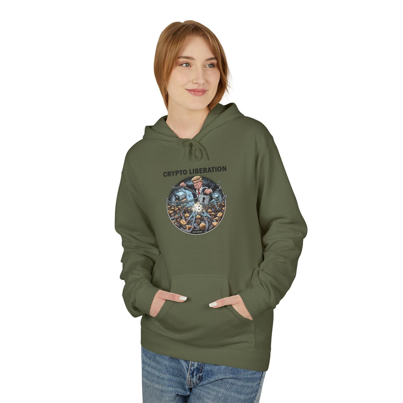 Crypto Liberation Fleece Hoodie, Cozy Sweatshirt for Crypto Enthusiasts, Gift for Tech Lovers, Inspirational Apparel, Casual Everyday Wear