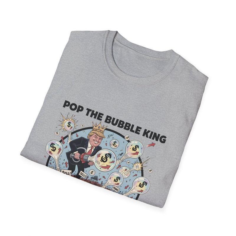 Pop the Bubble King Unisex Softstyle T-Shirt - Fun Graphic Tee, Casual Wear, Gift for Kids & Adults, Birthday Party, Playful Fashion