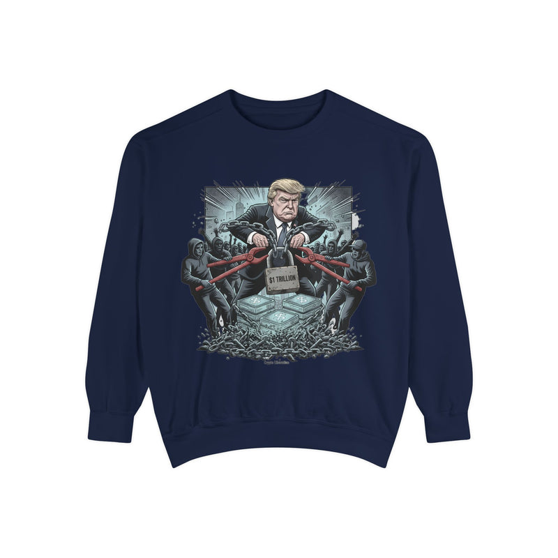 Politically Inspired Unisex Sweatshirt, Cozy Garment-Dyed Crew, Statement Apparel, Gift for Activists and Democrats, Unique Graphic Design