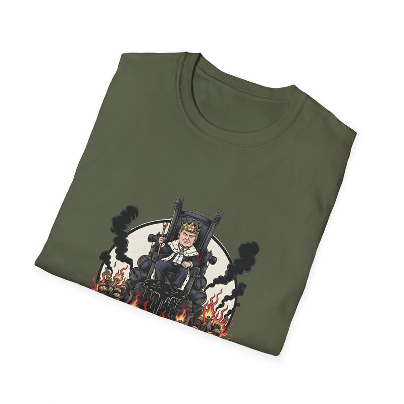 Fiery Unisex Softstyle T-Shirt - Bourbon King Design, Personalized Gift, Casual Wear, Graphic Tee, Party Shirt, Unique Style