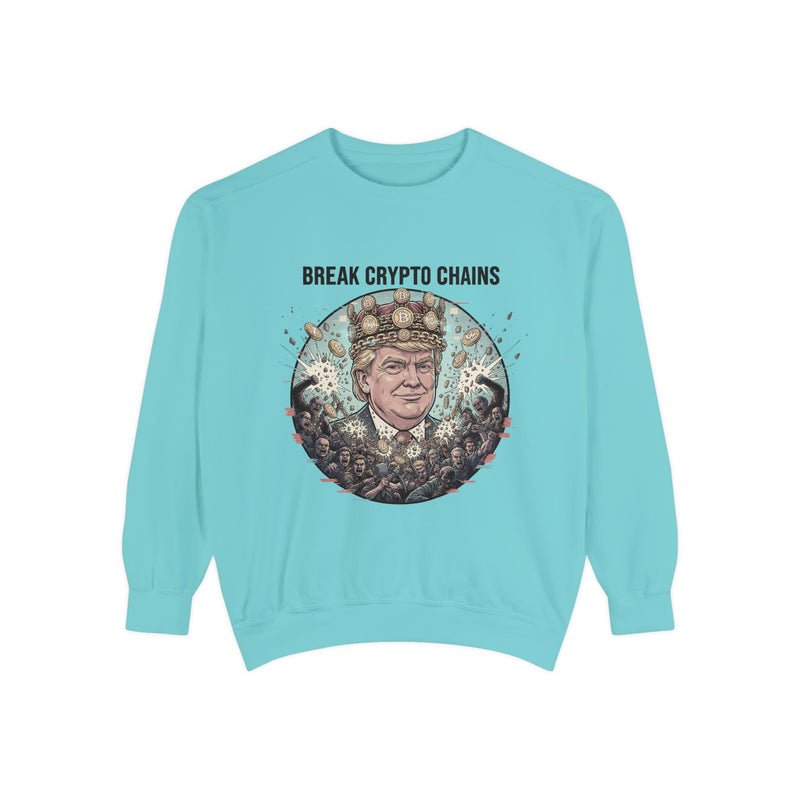 Crypto Chains Sweatshirt, Unisex Garment-Dyed Sweatshirt, Meme Apparel, Funny Gift, Casual Wear, Cryptocurrency Enthusiast