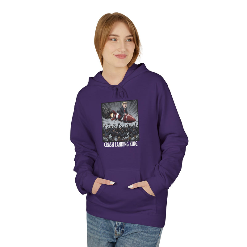 Crash Landing Funny Hoodie - Unisex Midweight Fleece, Cozy Streetwear, Casual Gift, Perfect for Gamers, Unique Humor Apparel
