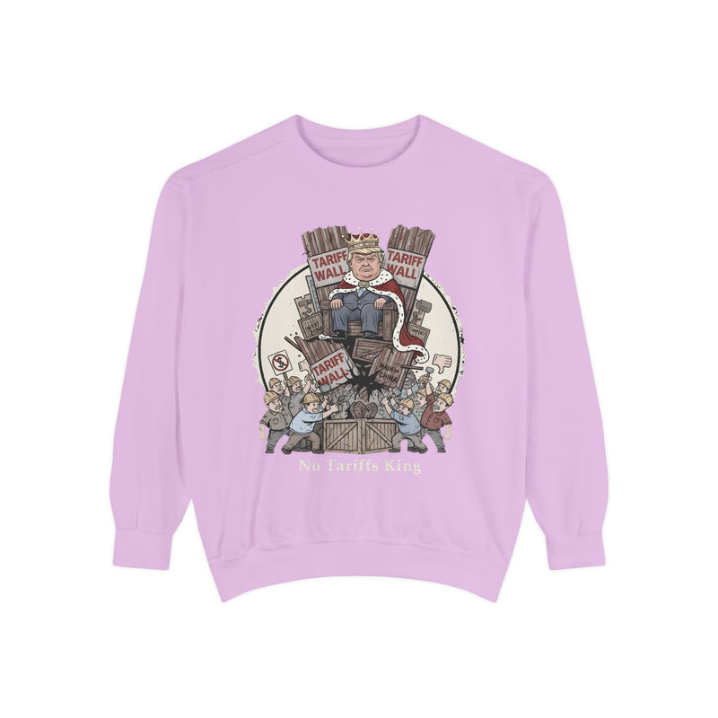 No Tariffs King Sweatshirt, Funny Unisex Sweater, Vintage Inspired Apparel, Gift for Friends, Casual Wear, Political Humor