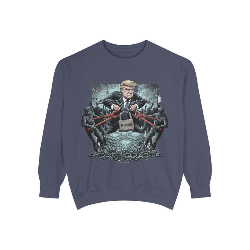 Politically Inspired Unisex Sweatshirt, Cozy Garment-Dyed Crew, Statement Apparel, Gift for Activists and Democrats, Unique Graphic Design