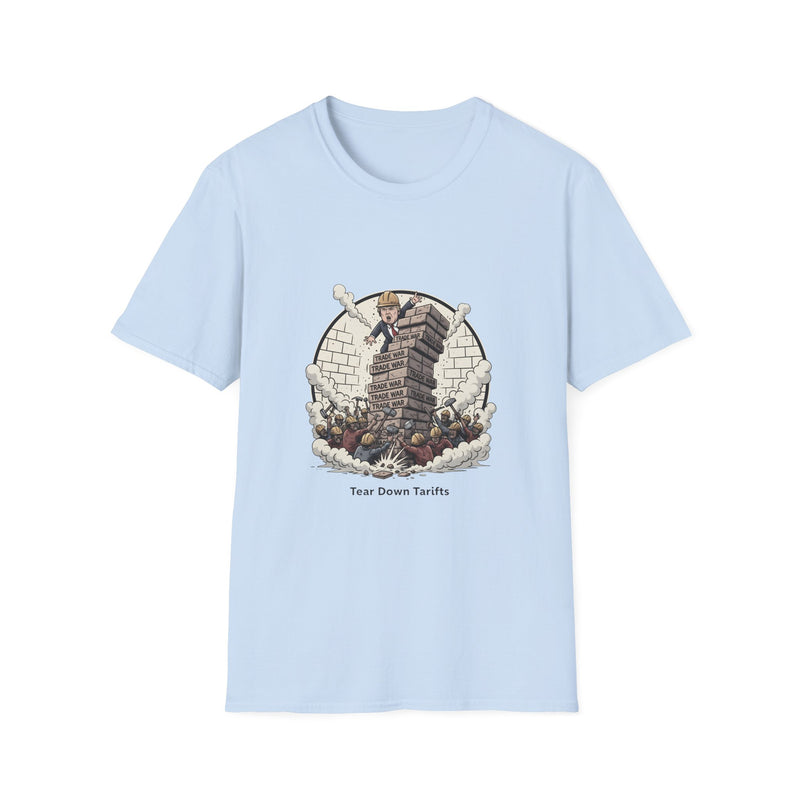 Playful Unisex T-Shirt with 'Tear Down Tariffs' Design, Casual Wear, Gift for Activists, Funny Graphic Tee, Everyday Comfort