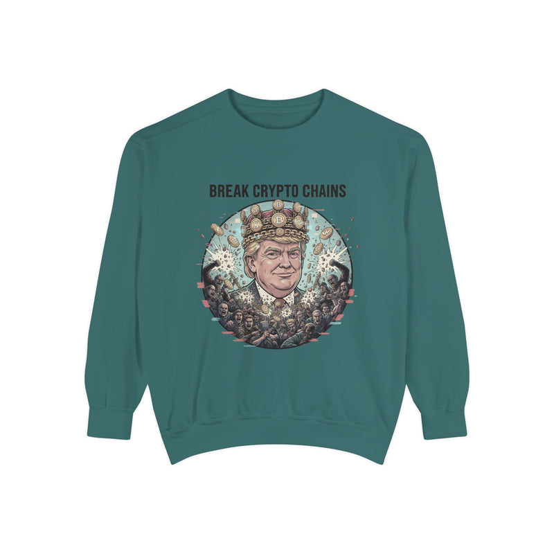 Crypto Chains Sweatshirt, Unisex Garment-Dyed Sweatshirt, Meme Apparel, Funny Gift, Casual Wear, Cryptocurrency Enthusiast
