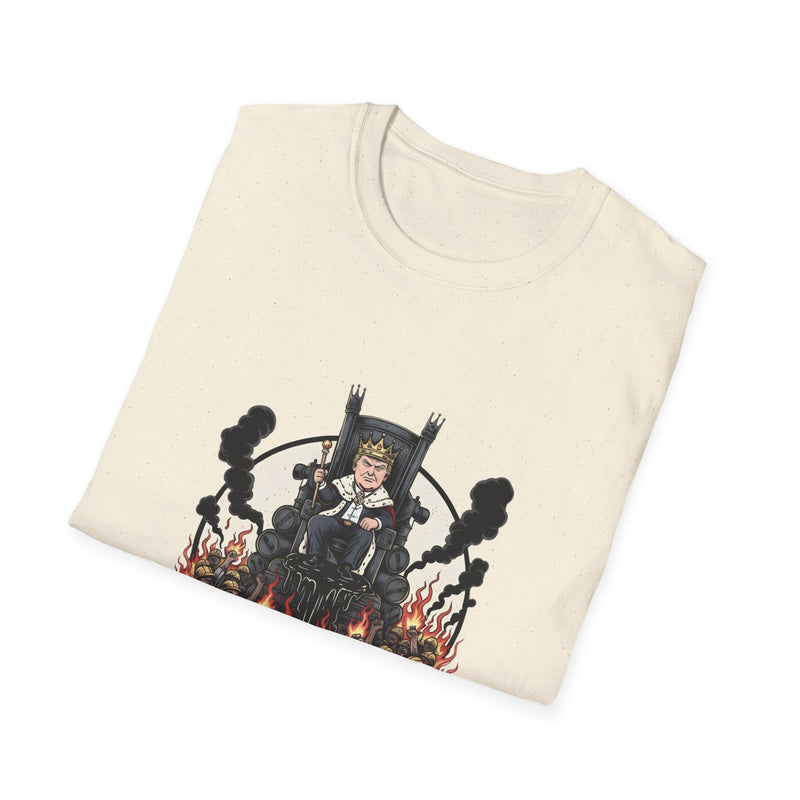 Fiery Unisex Softstyle T-Shirt - Bourbon King Design, Personalized Gift, Casual Wear, Graphic Tee, Party Shirt, Unique Style
