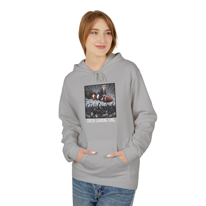 Crash Landing Funny Hoodie - Unisex Midweight Fleece, Cozy Streetwear, Casual Gift, Perfect for Gamers, Unique Humor Apparel