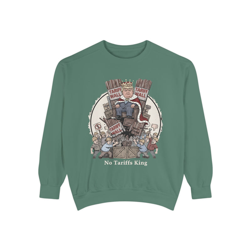 No Tariffs King Sweatshirt, Funny Unisex Sweater, Vintage Inspired Apparel, Gift for Friends, Casual Wear, Political Humor