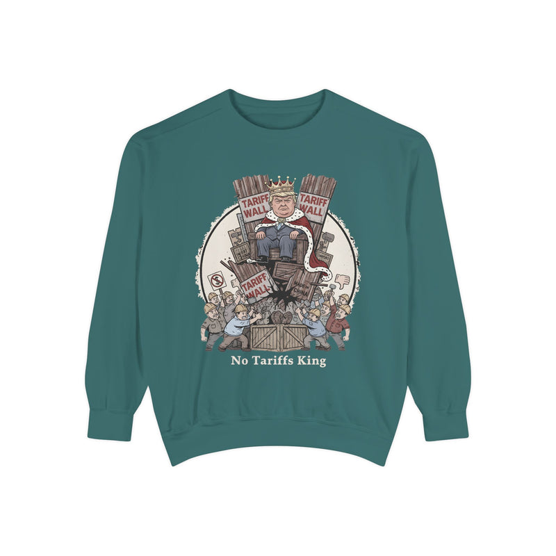 No Tariffs King Sweatshirt, Funny Unisex Sweater, Vintage Inspired Apparel, Gift for Friends, Casual Wear, Political Humor