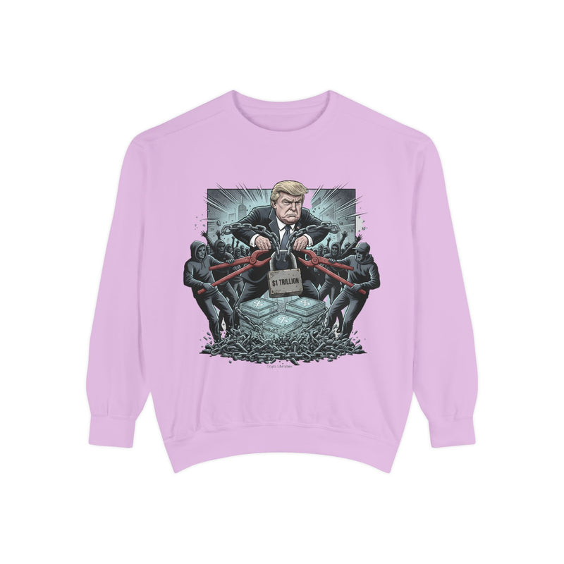Politically Inspired Unisex Sweatshirt, Cozy Garment-Dyed Crew, Statement Apparel, Gift for Activists and Democrats, Unique Graphic Design