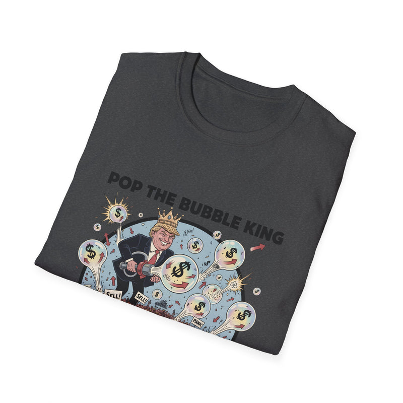 Pop the Bubble King Unisex Softstyle T-Shirt - Fun Graphic Tee, Casual Wear, Gift for Kids & Adults, Birthday Party, Playful Fashion