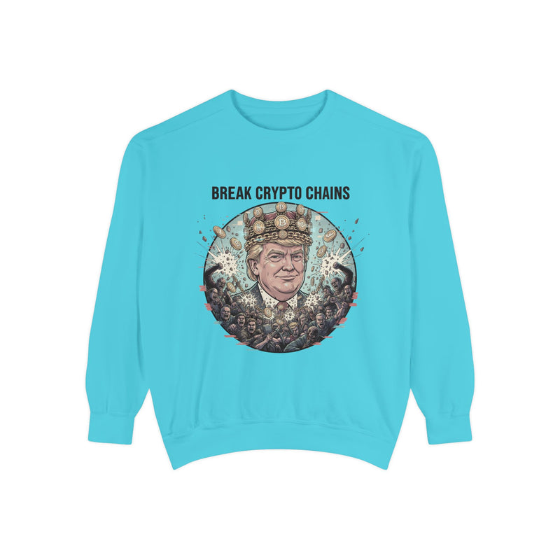 Crypto Chains Sweatshirt, Unisex Garment-Dyed Sweatshirt, Meme Apparel, Funny Gift, Casual Wear, Cryptocurrency Enthusiast