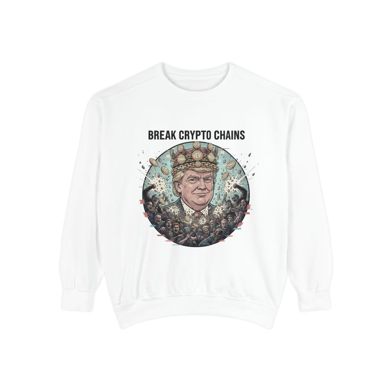 Crypto Chains Sweatshirt, Unisex Garment-Dyed Sweatshirt, Meme Apparel, Funny Gift, Casual Wear, Cryptocurrency Enthusiast