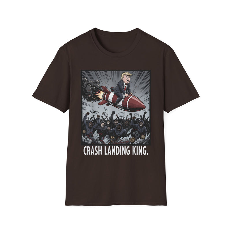 Crash Landing King Unisex T-Shirt, Funny Shirt for Men and Women, Political Humor Tee, Gift for Birthdays, Relaxed Fit, Casual Wear