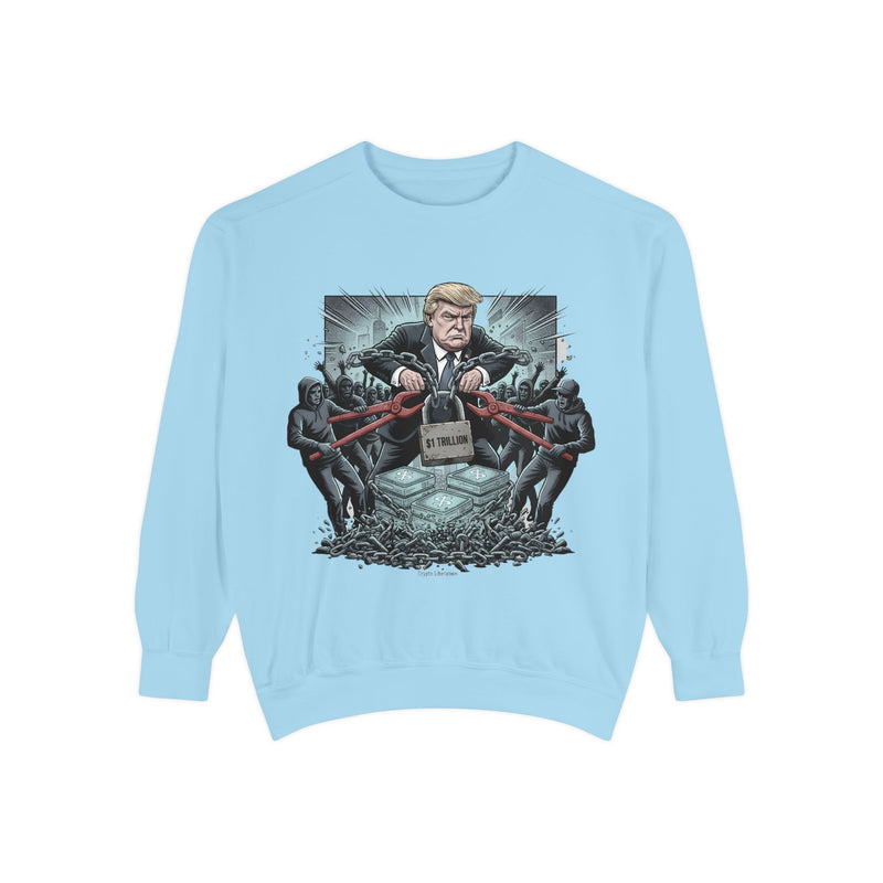 Politically Inspired Unisex Sweatshirt, Cozy Garment-Dyed Crew, Statement Apparel, Gift for Activists and Democrats, Unique Graphic Design