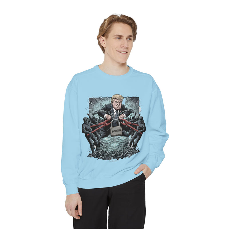 Politically Inspired Unisex Sweatshirt, Cozy Garment-Dyed Crew, Statement Apparel, Gift for Activists and Democrats, Unique Graphic Design
