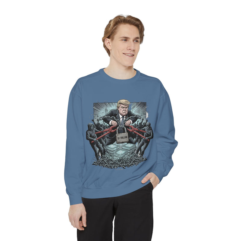 Politically Inspired Unisex Sweatshirt, Cozy Garment-Dyed Crew, Statement Apparel, Gift for Activists and Democrats, Unique Graphic Design