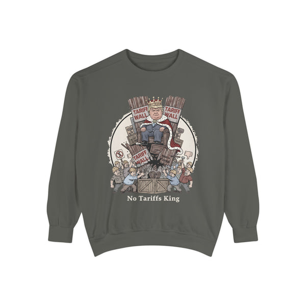 No Tariffs King Sweatshirt, Funny Unisex Sweater, Vintage Inspired Apparel, Gift for Friends, Casual Wear, Political Humor